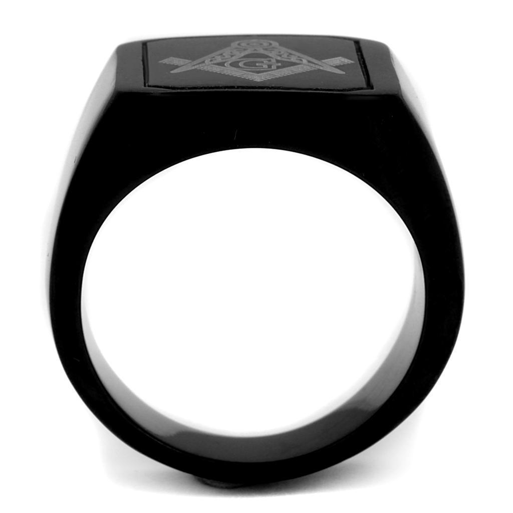 Anillo Color Plata Para Hombres de Acero Inoxidable Masonico Negro - Jewelry Store by Erik Rayo