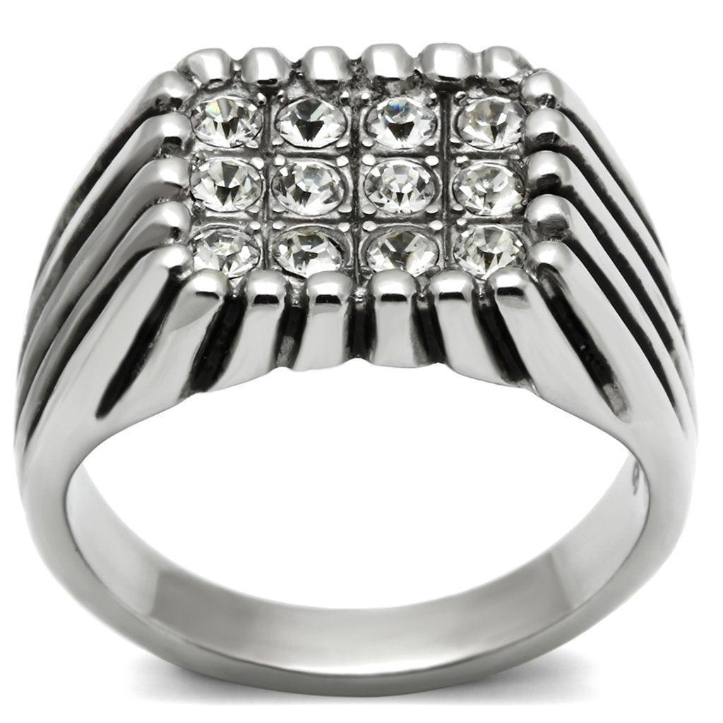 Anillo Color Plata Para Hombres de Acero Inoxidable Montana Plana de Diamantes - Jewelry Store by Erik Rayo