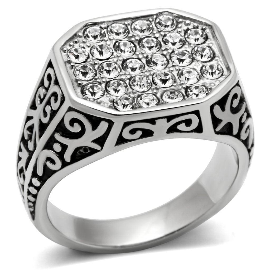 Anillo Color Plata Para Hombres de Acero Inoxidable Octagono Iluminante - Jewelry Store by Erik Rayo