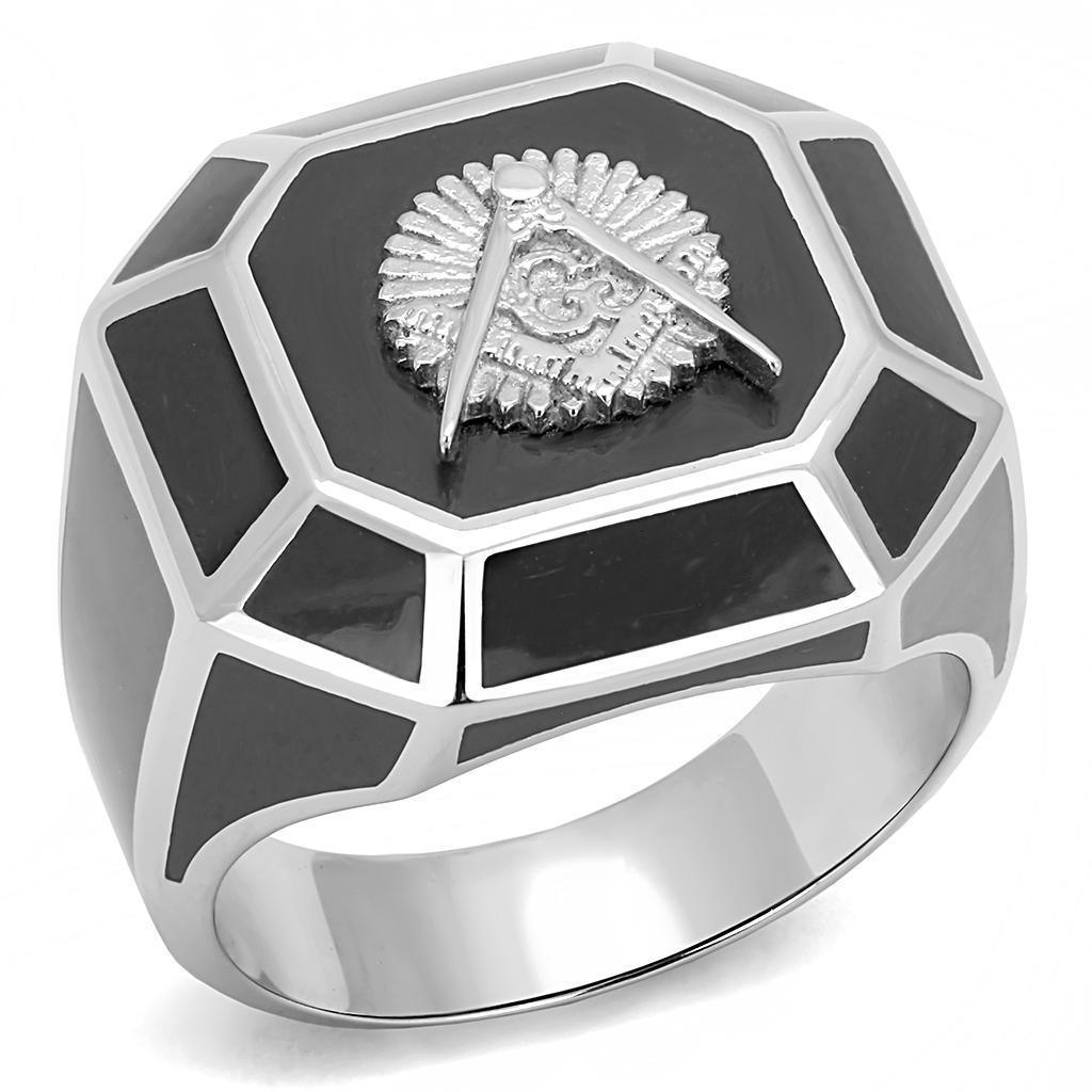 Anillo Color Plata Para Hombres de Acero Inoxidable Octagono Masonico - Jewelry Store by Erik Rayo