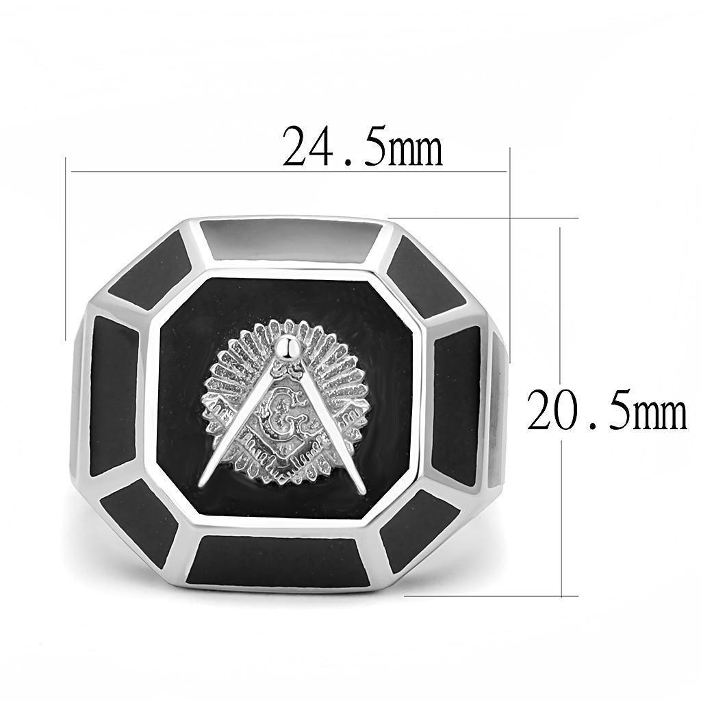 Anillo Color Plata Para Hombres de Acero Inoxidable Octagono Masonico - Jewelry Store by Erik Rayo