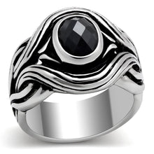 Load image into Gallery viewer, Anillo Color Plata Para Hombres y Ninos de Acero Inoxidable Ojo de Medusa en Onyx - Jewelry Store by Erik Rayo
