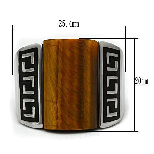 Anillo Color Plata Para Hombres de Acero Inoxidable Ojo de Tigre Ahumado - Jewelry Store by Erik Rayo