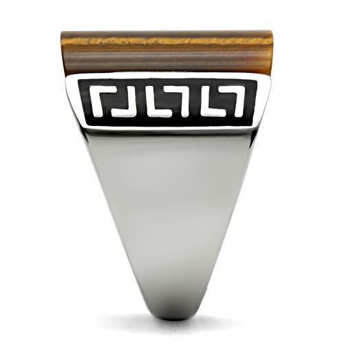 Anillo Color Plata Para Hombres de Acero Inoxidable Ojo de Tigre Ahumado - Jewelry Store by Erik Rayo