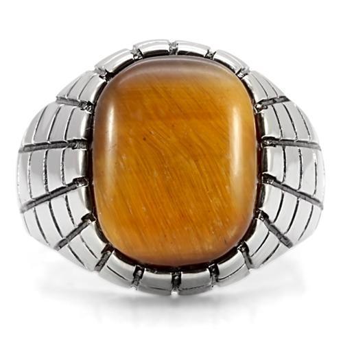 Anillo Color Plata Para Hombres de Acero Inoxidable Ojo de Tigre en Topaz - Jewelry Store by Erik Rayo