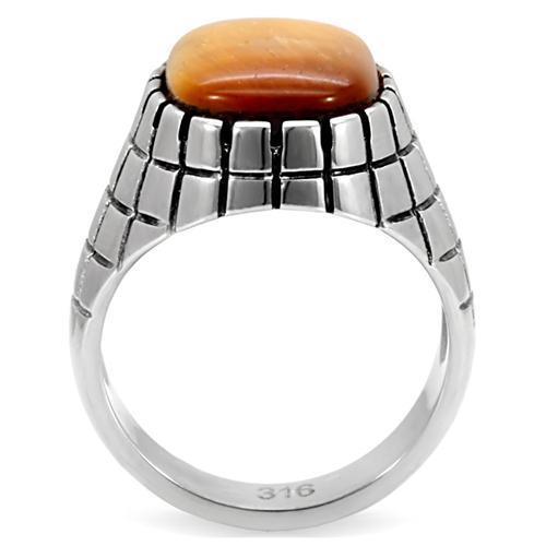 Anillo Color Plata Para Hombres de Acero Inoxidable Ojo de Tigre en Topaz - Jewelry Store by Erik Rayo