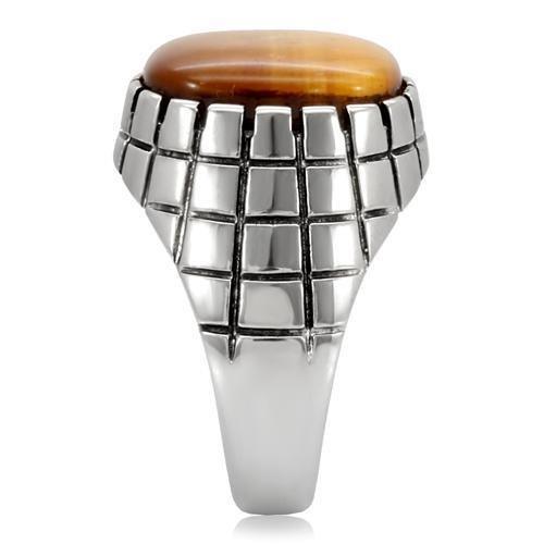 Anillo Color Plata Para Hombres de Acero Inoxidable Ojo de Tigre en Topaz - Jewelry Store by Erik Rayo