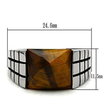 Load image into Gallery viewer, Anillo Color Plata Para Hombres y Ninos de Acero Inoxidable Ojo de Tigre Tigre Ahumado Quartz - Jewelry Store by Erik Rayo
