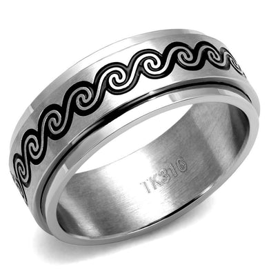 Anillo Color Plata Para Hombres y Ninos de Acero Inoxidable Olas Negras - Jewelry Store by Erik Rayo