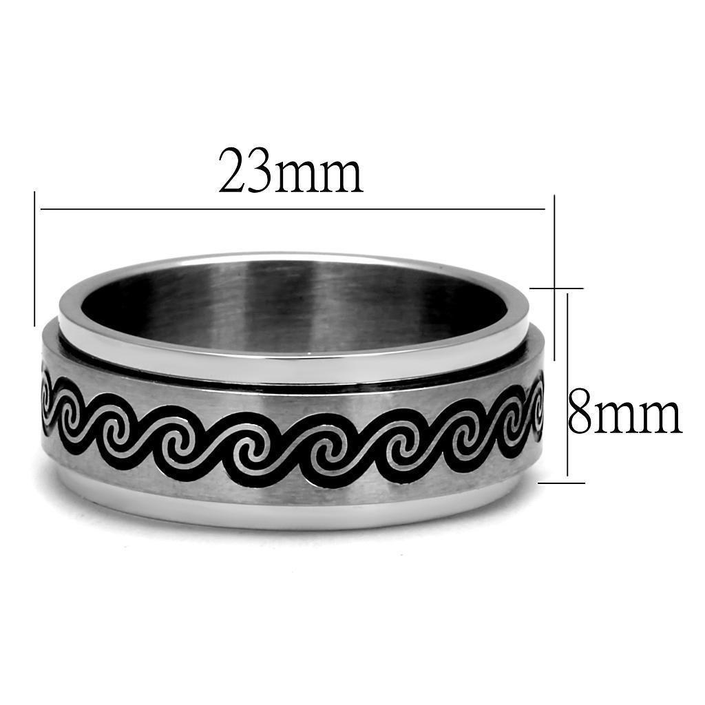 Anillo Color Plata Para Hombres de Acero Inoxidable Olas Negras - Jewelry Store by Erik Rayo