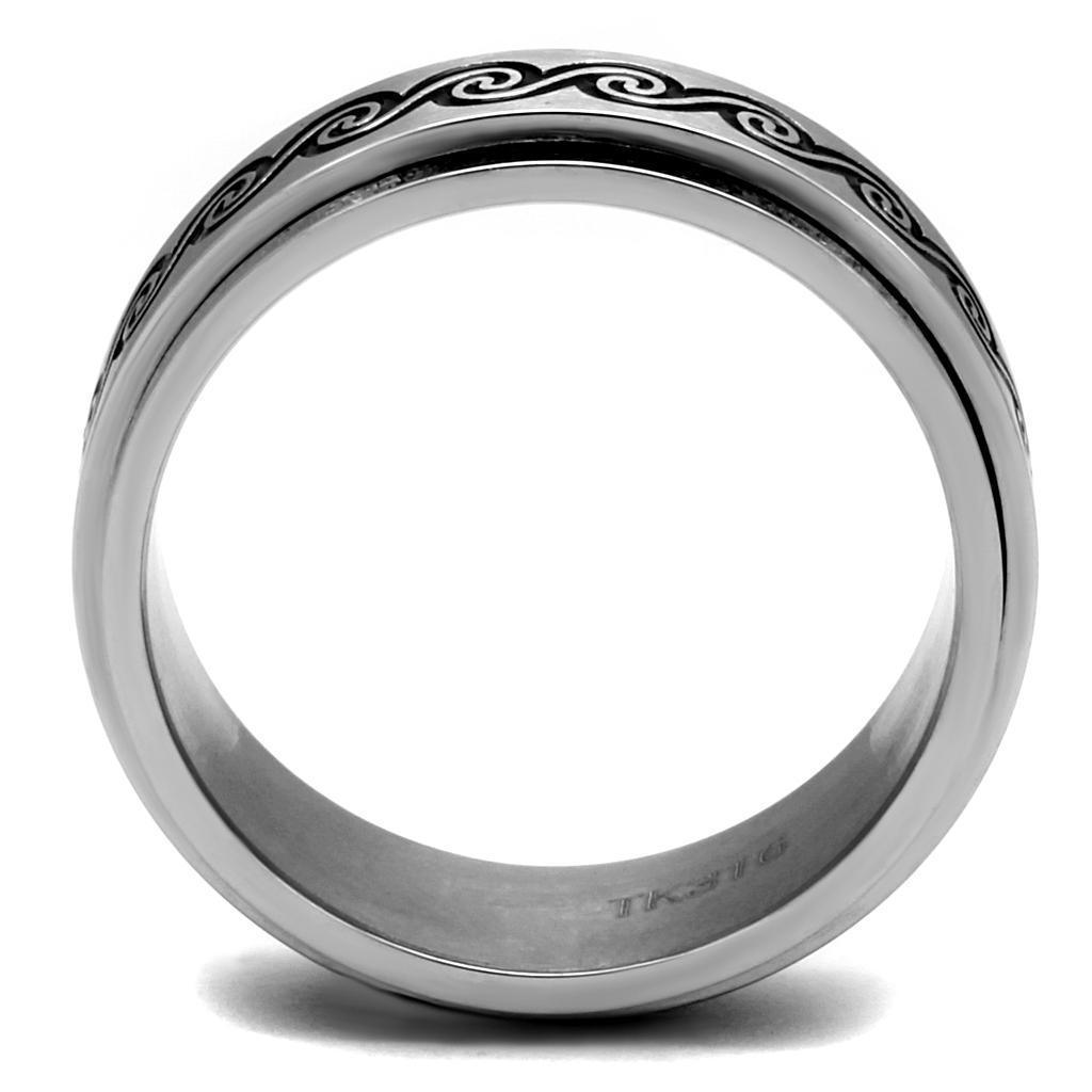Anillo Color Plata Para Hombres de Acero Inoxidable Olas Negras - Jewelry Store by Erik Rayo