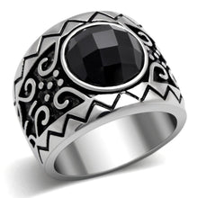 Load image into Gallery viewer, Anillo Color Plata Para Hombres y Ninos de Acero Inoxidable Onyx Alto Redondo - Jewelry Store by Erik Rayo
