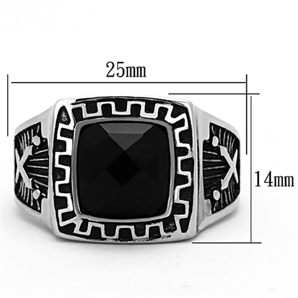 Anillo Color Plata Para Hombres de Acero Inoxidable Onyx Azteca - Jewelry Store by Erik Rayo