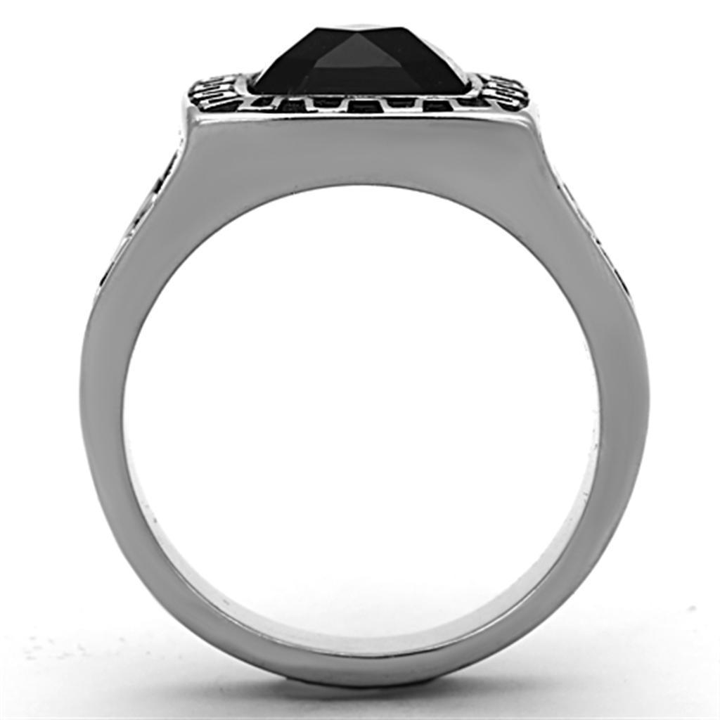 Anillo Color Plata Para Hombres de Acero Inoxidable Onyx Azteca - Jewelry Store by Erik Rayo