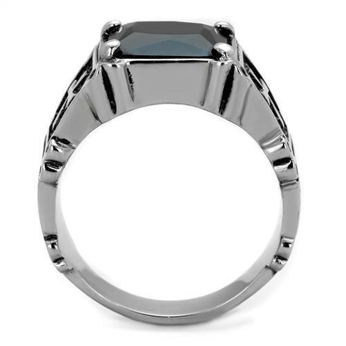 Anillo Color Plata Para Hombres de Acero Inoxidable Onyx con Cruz en Lados - Jewelry Store by Erik Rayo