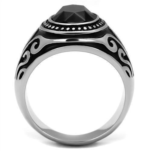 Anillo Color Plata Para Hombres de Acero Inoxidable Onyx Corte Ovalado de Patron - Jewelry Store by Erik Rayo