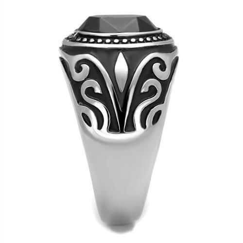 Anillo Color Plata Para Hombres de Acero Inoxidable Onyx Corte Ovalado de Patron - Jewelry Store by Erik Rayo