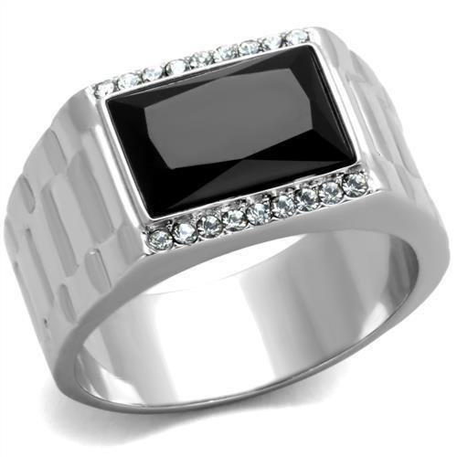 Anillo Color Plata Para Hombres de Acero Inoxidable Onyx Cuadrado Elegante - Jewelry Store by Erik Rayo