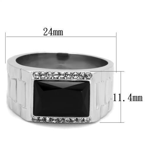 Anillo Color Plata Para Hombres de Acero Inoxidable Onyx Cuadrado Elegante - Jewelry Store by Erik Rayo