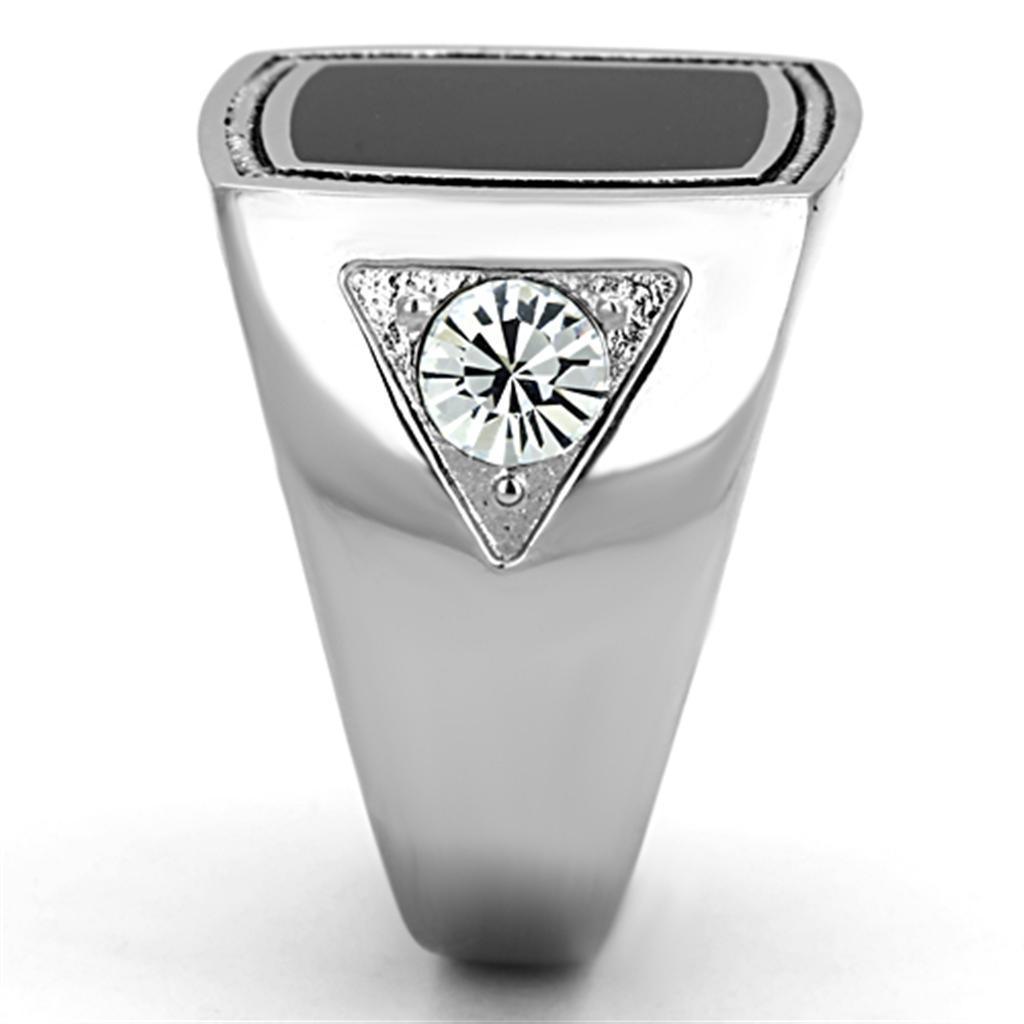Anillo Color Plata Para Hombres de Acero Inoxidable Onyx Cuadrado en Torzal - Jewelry Store by Erik Rayo
