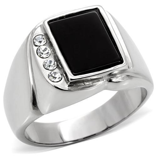 Anillo Color Plata Para Hombres de Acero Inoxidable Onyx Cuadrado - Jewelry Store by Erik Rayo