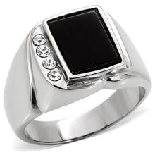 Load image into Gallery viewer, Anillo Color Plata Para Hombres y Ninos de Acero Inoxidable Onyx Cuadrado - Jewelry Store by Erik Rayo
