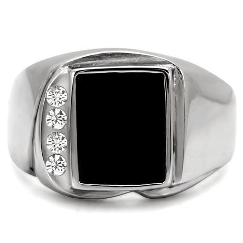 Anillo Color Plata Para Hombres de Acero Inoxidable Onyx Cuadrado - Jewelry Store by Erik Rayo