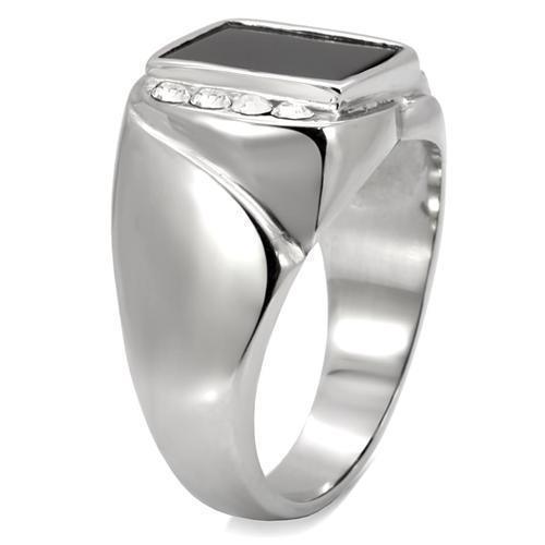 Anillo Color Plata Para Hombres de Acero Inoxidable Onyx Cuadrado - Jewelry Store by Erik Rayo