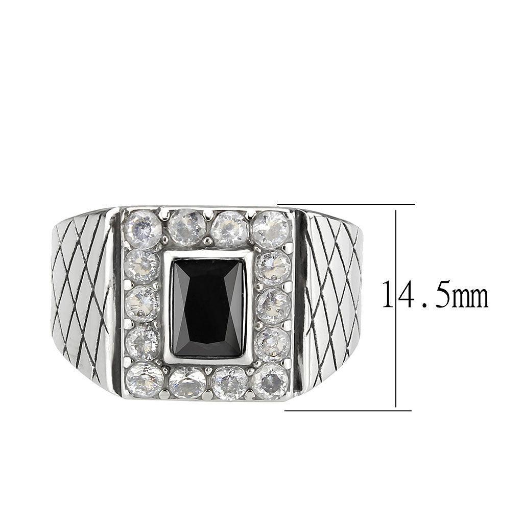 Anillo Color Plata Para Hombres de Acero Inoxidable Onyx Cuadrado Italiano - Jewelry Store by Erik Rayo