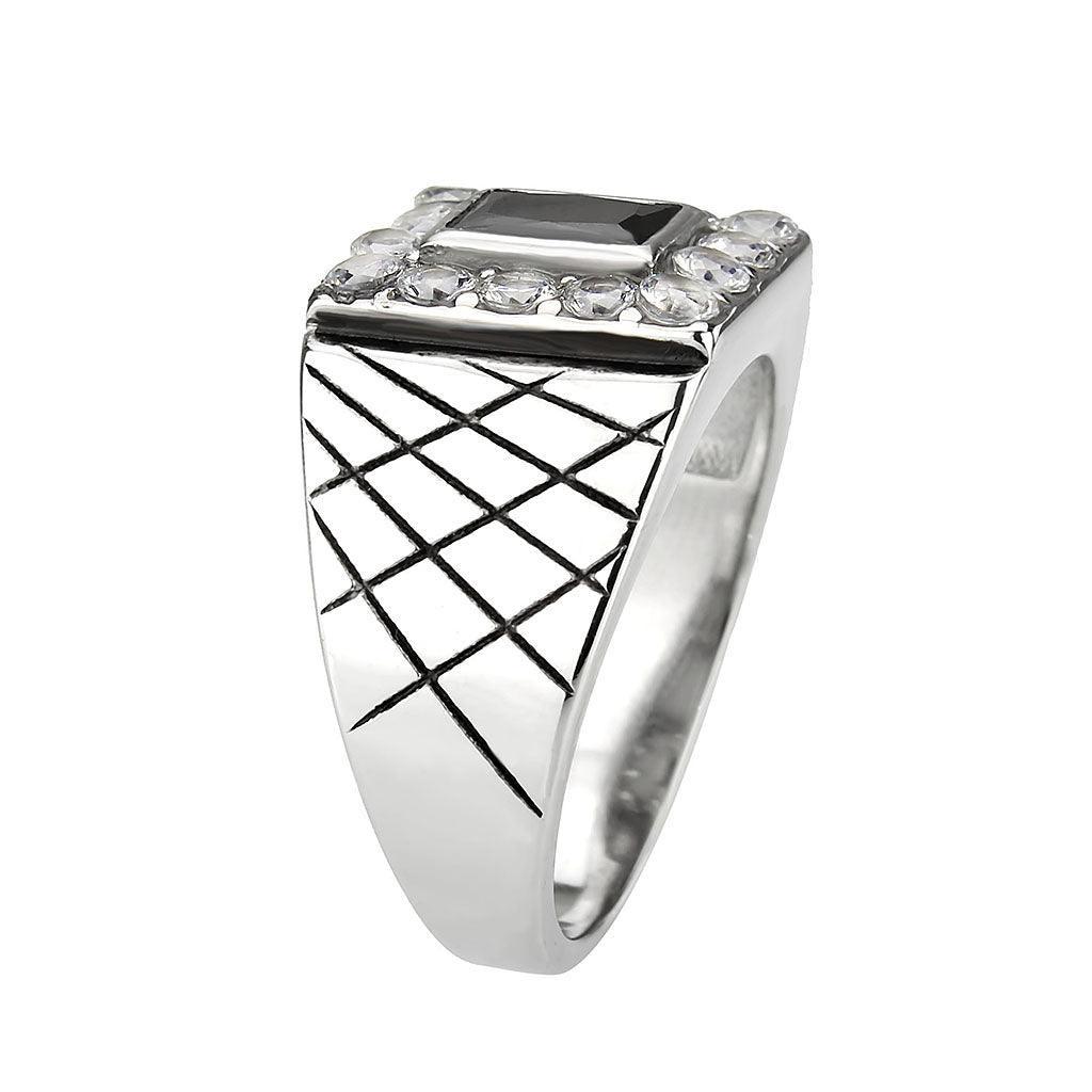 Anillo Color Plata Para Hombres de Acero Inoxidable Onyx Cuadrado Italiano - Jewelry Store by Erik Rayo