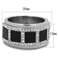 Load image into Gallery viewer, Anillo Color Plata Para Hombres y Ninos de Acero Inoxidable Onyx Cuadrados con Diamantes - Jewelry Store by Erik Rayo
