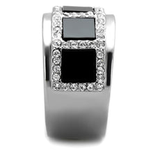 Load image into Gallery viewer, Anillo Color Plata Para Hombres y Ninos de Acero Inoxidable Onyx Cuadrados con Diamantes - Jewelry Store by Erik Rayo
