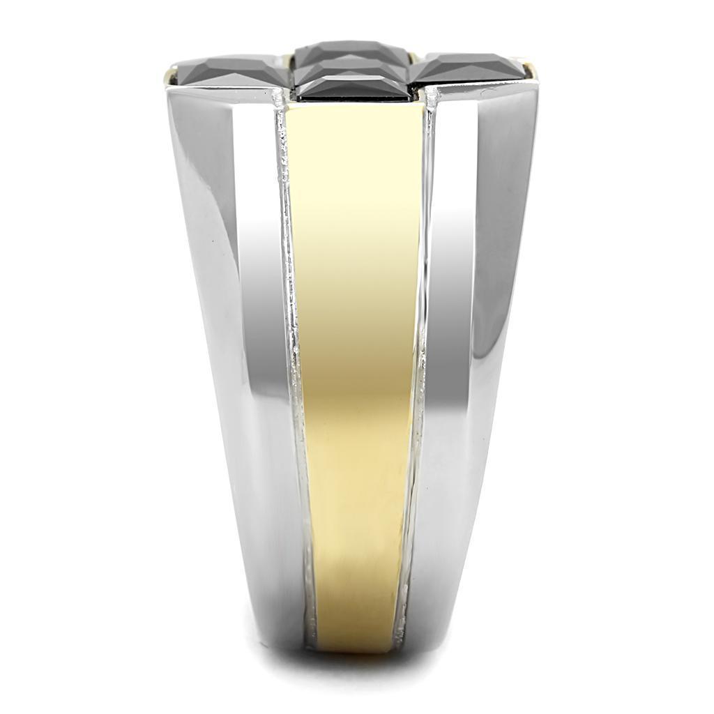 Anillo Color Plata Para Hombres de Acero Inoxidable Onyx Cuadrados en Forma de Cruz - Jewelry Store by Erik Rayo