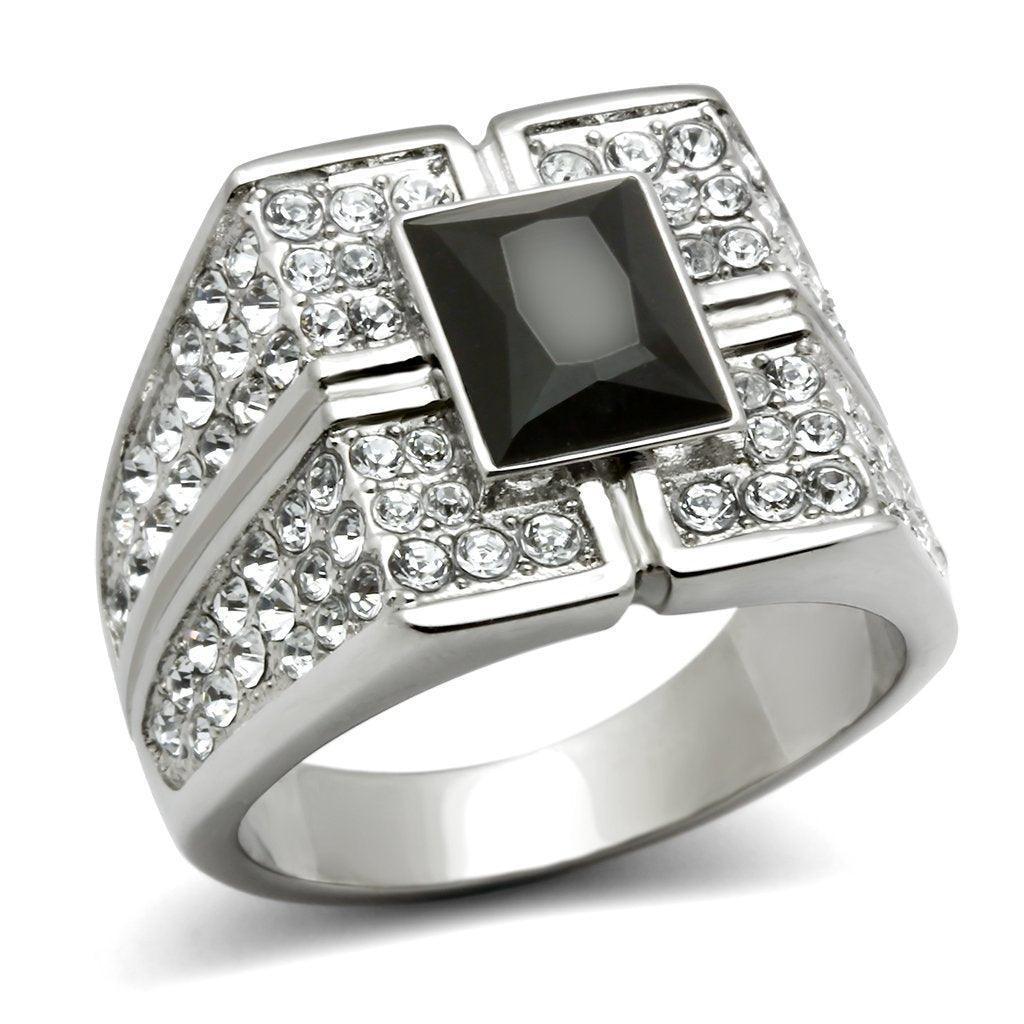 Anillo Color Plata Para Hombres de Acero Inoxidable Onyx de Rey - Jewelry Store by Erik Rayo