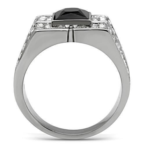 Anillo Color Plata Para Hombres de Acero Inoxidable Onyx de Rey - Jewelry Store by Erik Rayo