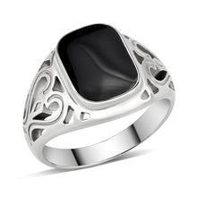 Load image into Gallery viewer, Anillo Color Plata Para Hombres de Acero Inoxidable Onyx de Reyes - Jewelry Store by Erik Rayo
