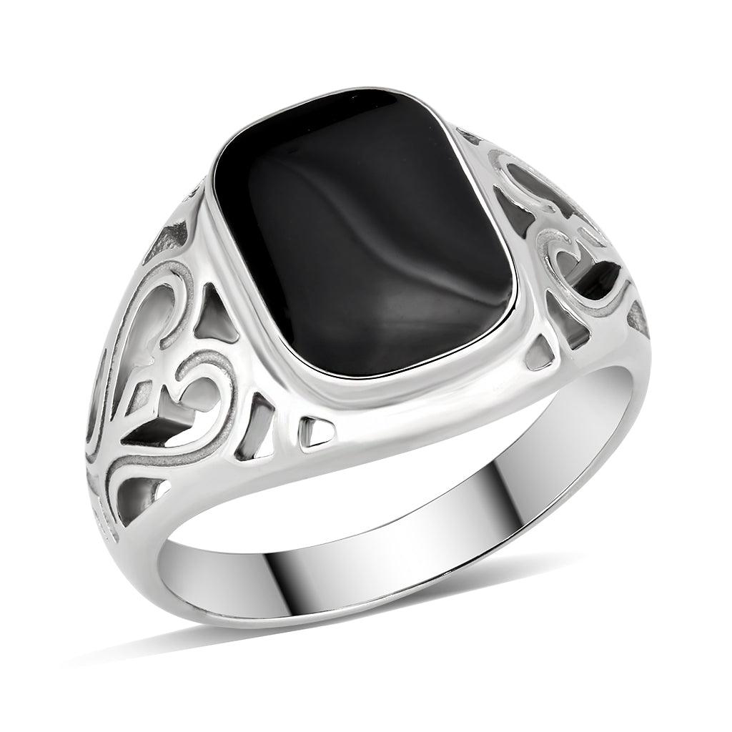 Anillo Color Plata Para Hombres de Acero Inoxidable Onyx de Reyes - Jewelry Store by Erik Rayo