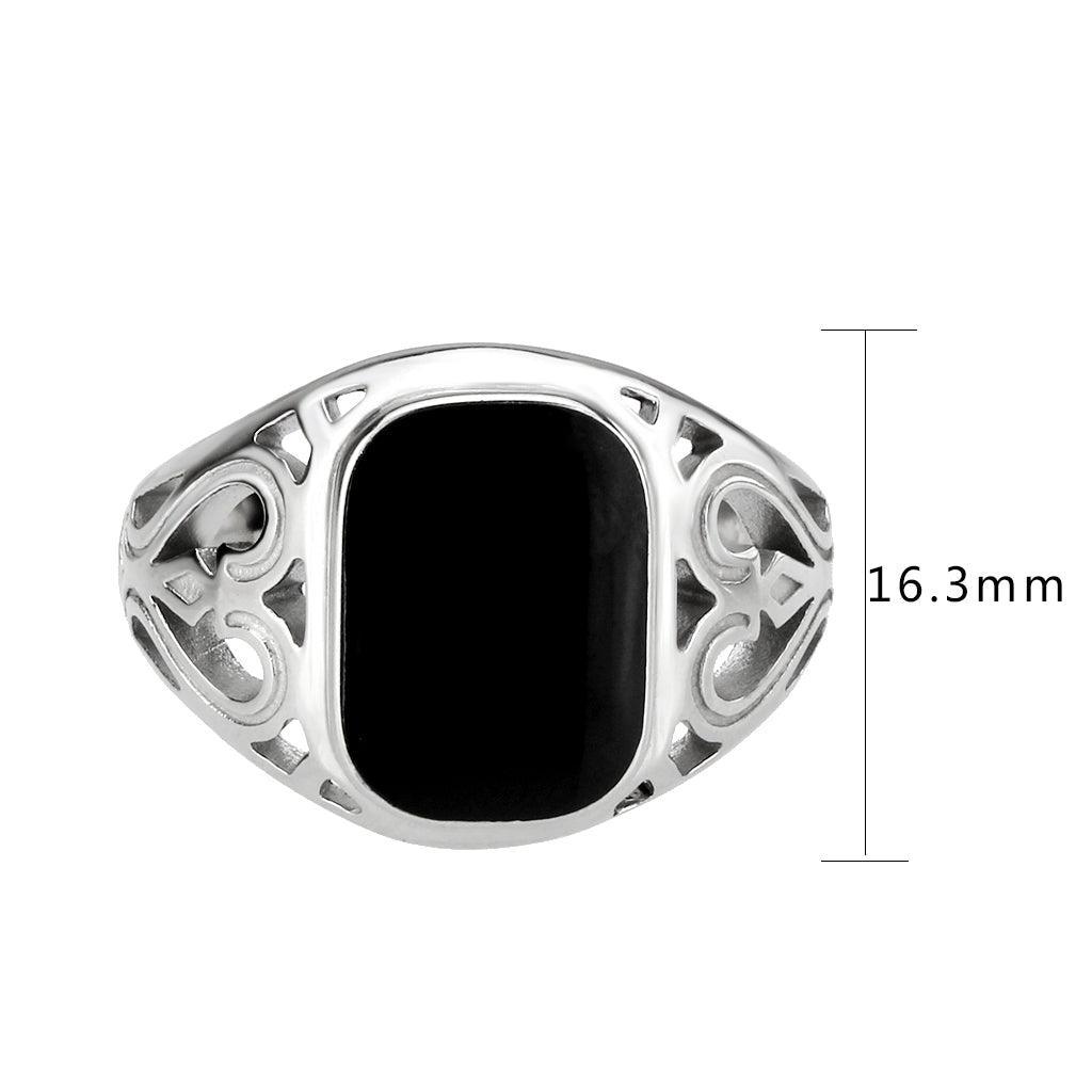Anillo Color Plata Para Hombres de Acero Inoxidable Onyx de Reyes - Jewelry Store by Erik Rayo