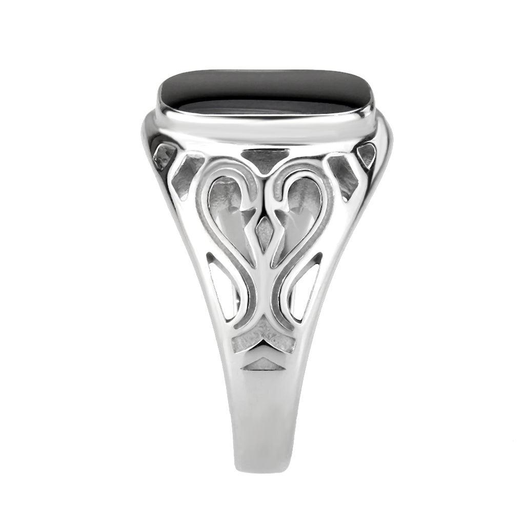 Anillo Color Plata Para Hombres de Acero Inoxidable Onyx de Reyes - Jewelry Store by Erik Rayo
