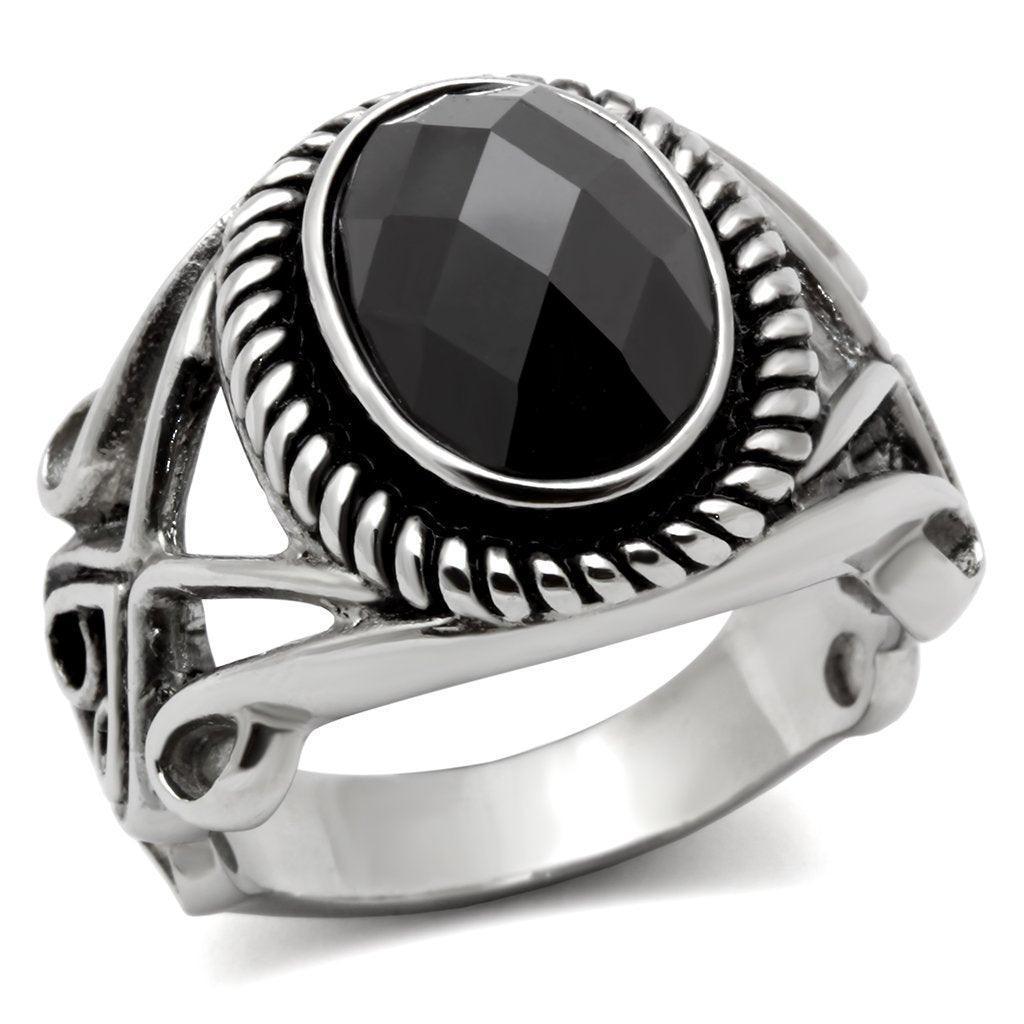 Anillo Color Plata Para Hombres de Acero Inoxidable Onyx Diseno Futurista - Jewelry Store by Erik Rayo