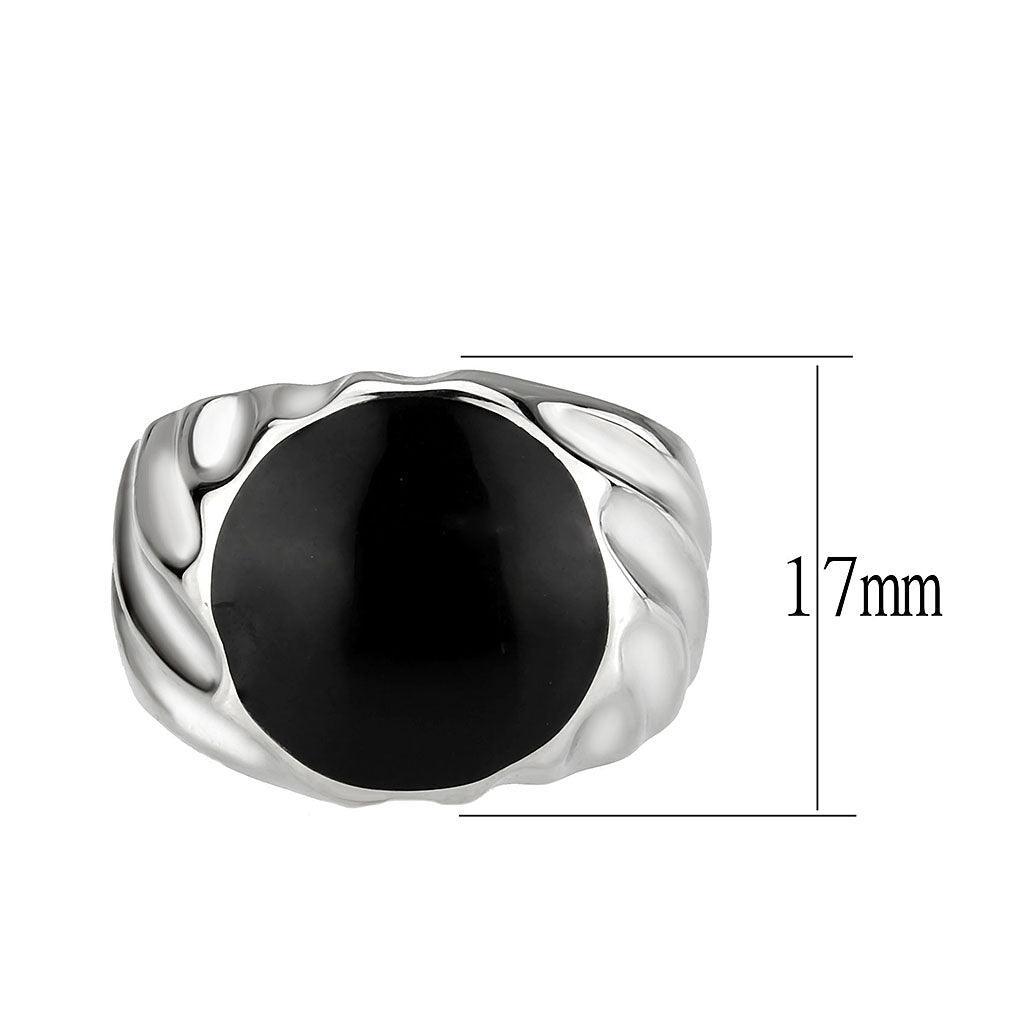 Anillo Color Plata Para Hombres de Acero Inoxidable Onyx en Espiral Redondo - Jewelry Store by Erik Rayo