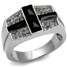 Load image into Gallery viewer, Anillo Color Plata Para Hombres y Ninos de Acero Inoxidable Onyx Largo en Cruz - Jewelry Store by Erik Rayo
