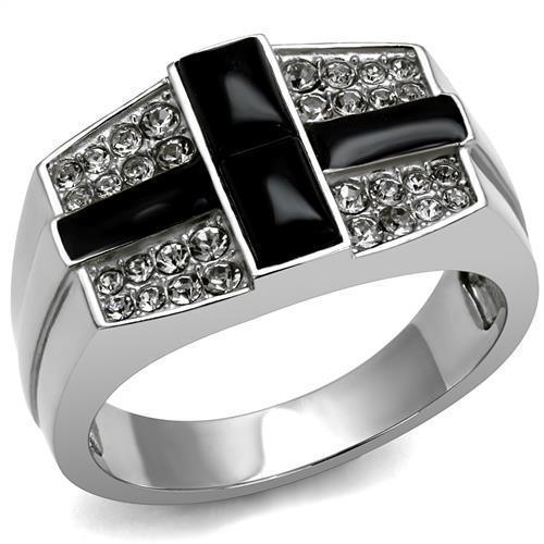 Anillo Color Plata Para Hombres y Ninos de Acero Inoxidable Onyx Largo en Cruz - Jewelry Store by Erik Rayo