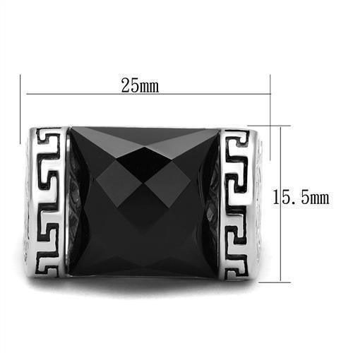Anillo Color Plata Para Hombres de Acero Inoxidable Onyx Moderno Carruela - Jewelry Store by Erik Rayo