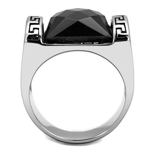 Anillo Color Plata Para Hombres de Acero Inoxidable Onyx Moderno Carruela - Jewelry Store by Erik Rayo
