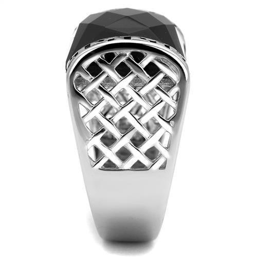 Anillo Color Plata Para Hombres de Acero Inoxidable Onyx Moderno Carruela - Jewelry Store by Erik Rayo