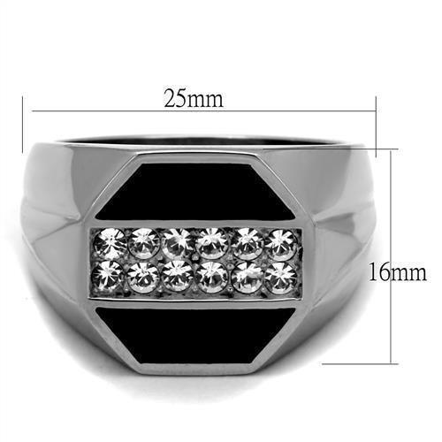 Anillo Color Plata Para Hombres de Acero Inoxidable Onyx Octagono Interumpido de Diamantes - Jewelry Store by Erik Rayo