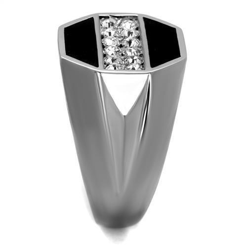 Anillo Color Plata Para Hombres de Acero Inoxidable Onyx Octagono Interumpido de Diamantes - Jewelry Store by Erik Rayo