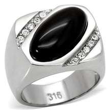 Load image into Gallery viewer, Anillo Color Plata Para Hombres y Ninos de Acero Inoxidable Onyx Ovalado - Jewelry Store by Erik Rayo
