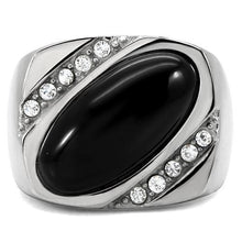 Load image into Gallery viewer, Anillo Color Plata Para Hombres y Ninos de Acero Inoxidable Onyx Ovalado - Jewelry Store by Erik Rayo
